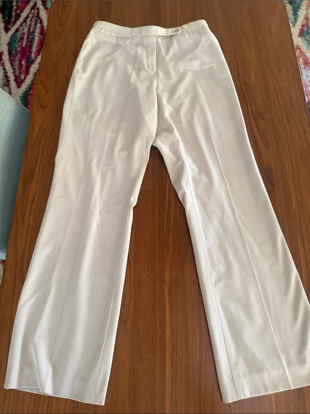 Cream Wide-Leg Dress Pants